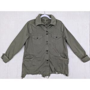 Free People Moonchild Women's Oversized Jacket Size Small Olive Green Distressed